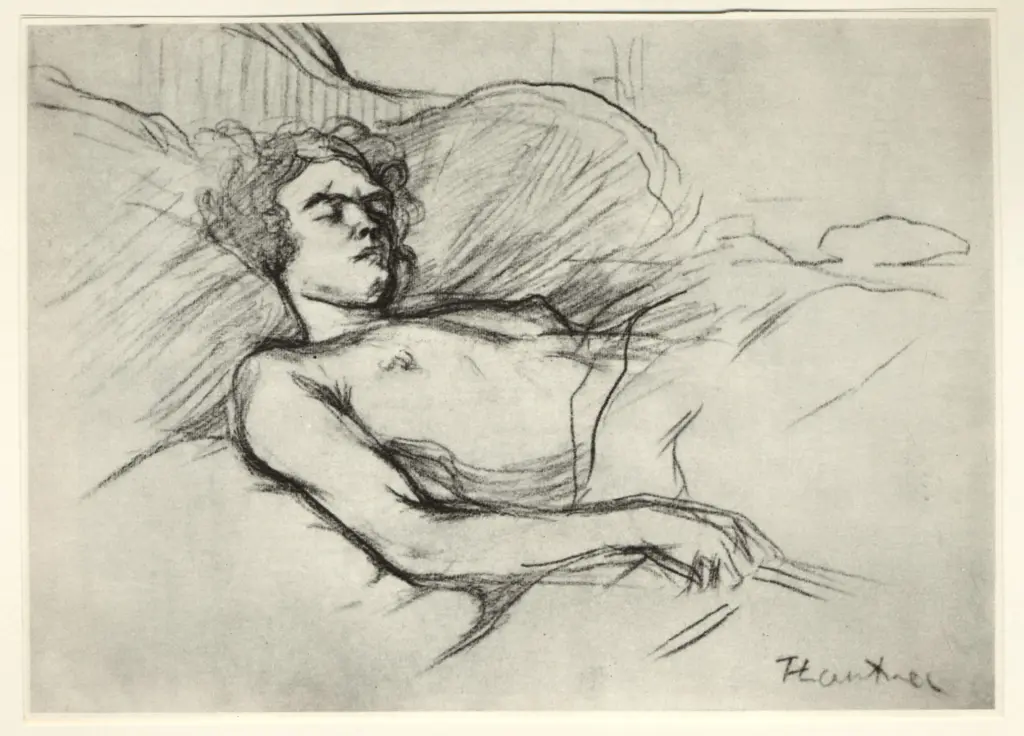 Anonimo , Toulouse-Lautrec, Henri de - sec. XIX - Donna che dorme , fronte