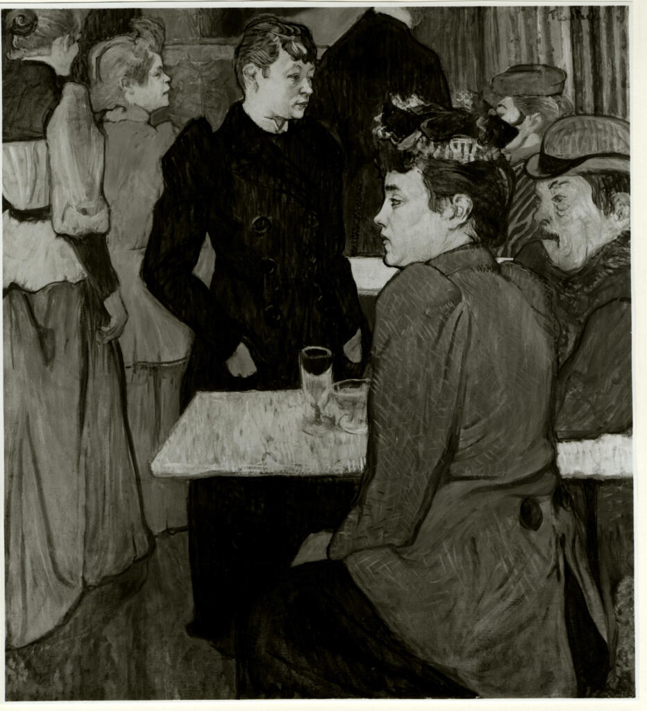 Anonimo , Toulouse-Lautrec, Henri de - sec. XIX - Un angolo del Moulin de la Galette , fronte