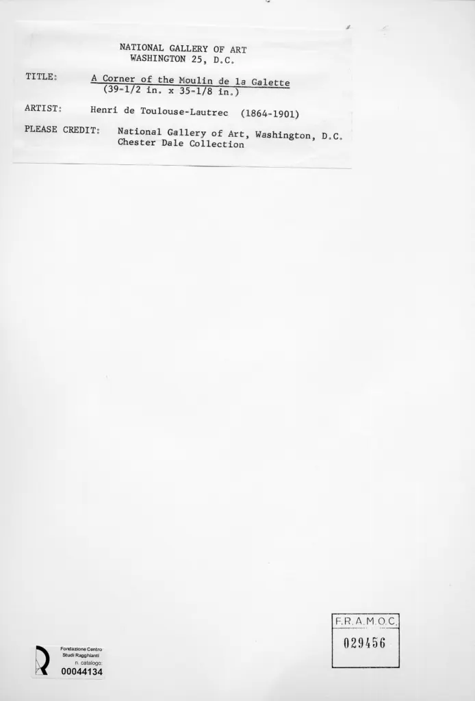 Anonimo , Toulouse-Lautrec, Henri de - sec. XIX - Un angolo del Moulin de la Galette , retro