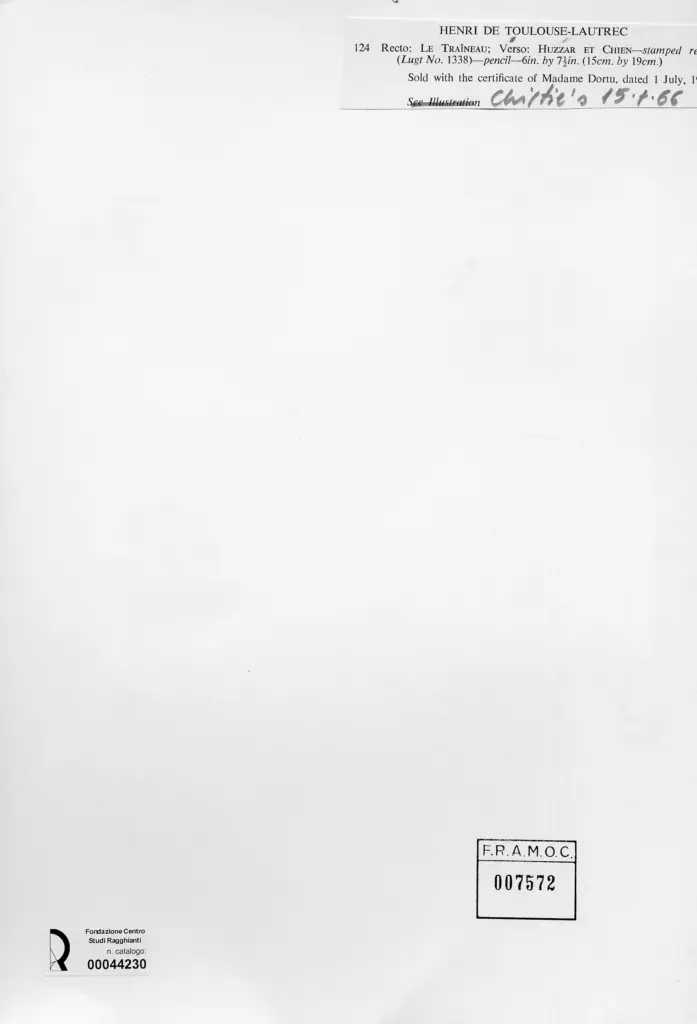 Anonimo , Toulouse-Lautrec, Henri de - sec. XIX - Ussaro con cane , retro