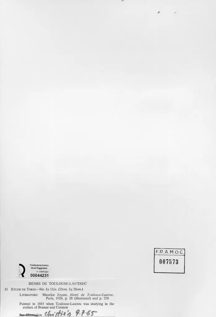 Anonimo , Toulouse-Lautrec, Henri de - sec. XIX - Studio di busto , retro
