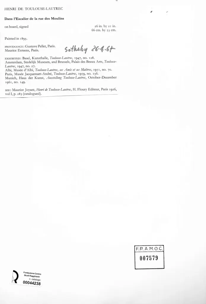 Anonimo , Toulouse-Lautrec, Henri de - sec. XIX - Sulle scale della Rue des Moulins , retro