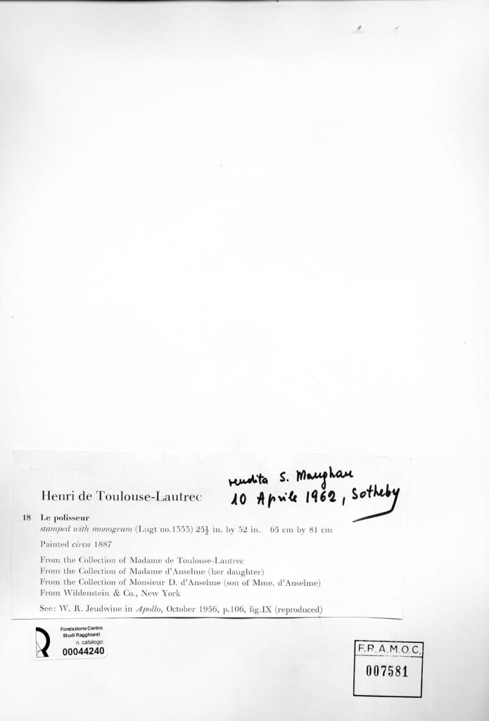 Anonimo , Toulouse-Lautrec, Henri de - sec. XIX - Le polisseur , retro