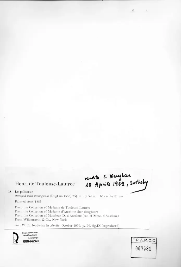 Anonimo , Toulouse-Lautrec, Henri de - sec. XIX - Le polisseur , retro