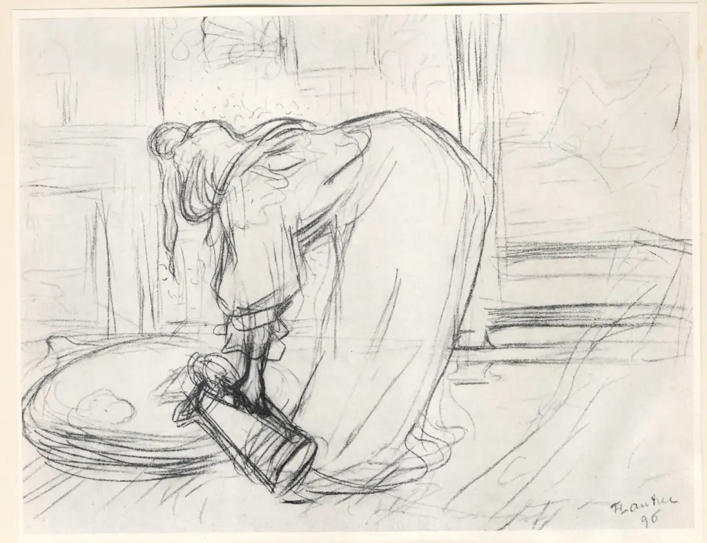 Anonimo , Toulouse-Lautrec, Henri de - sec. XIX - Donna che prepara un bagno , fronte