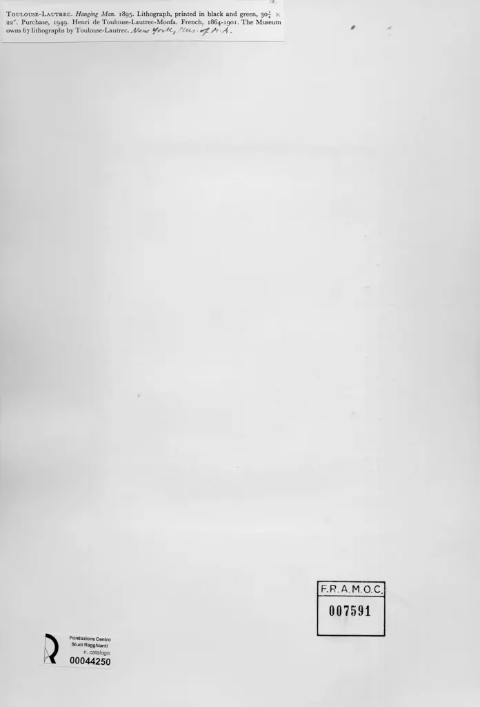 Anonimo , Toulouse-Lautrec, Henri de - sec. XIX - Uomo impiccato , retro