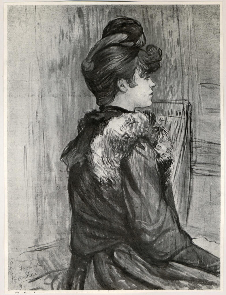 Anonimo , Toulouse-Lautrec, Henri de - sec. XIX - Giovane donna in rosso , fronte