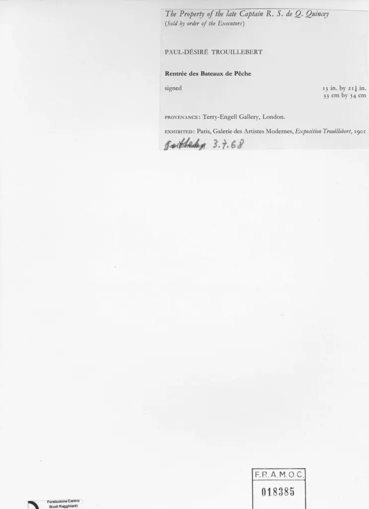 Anonimo , Tissot, James - sec. XIX - Rientro delle barche dalla pesca , retro