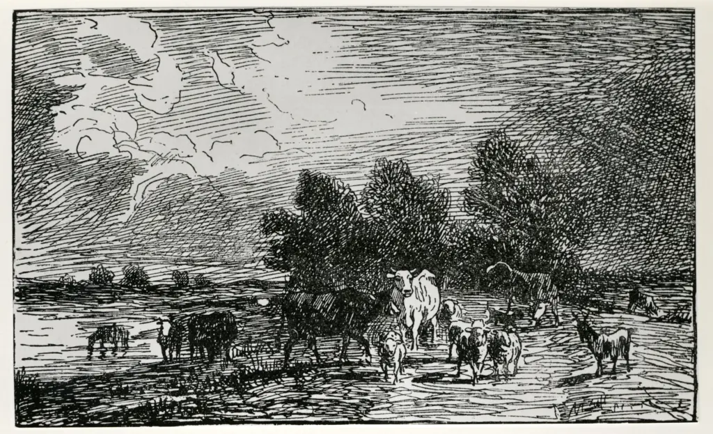 Anonimo , Troyon, Constant - sec. XIX - Un troupeau , fronte