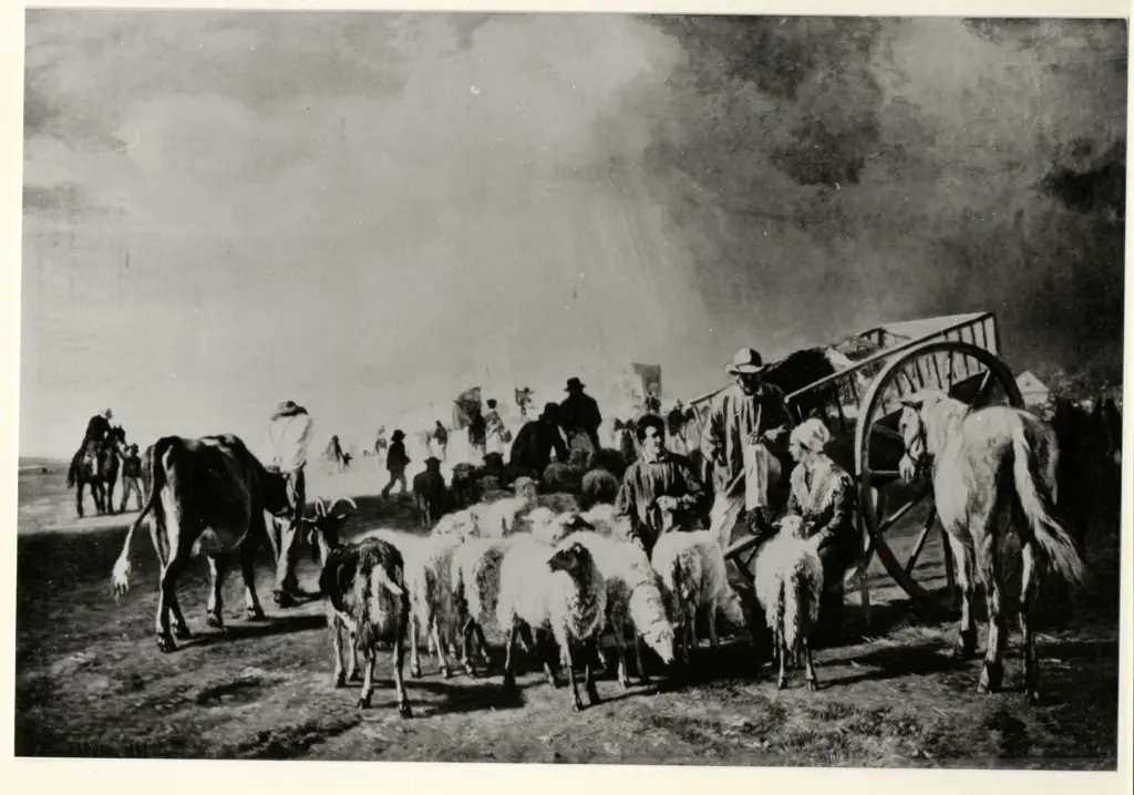 Anonimo , Troyon, Constant - sec. XIX - March&eacute; e f&ecirc;te en France , fronte