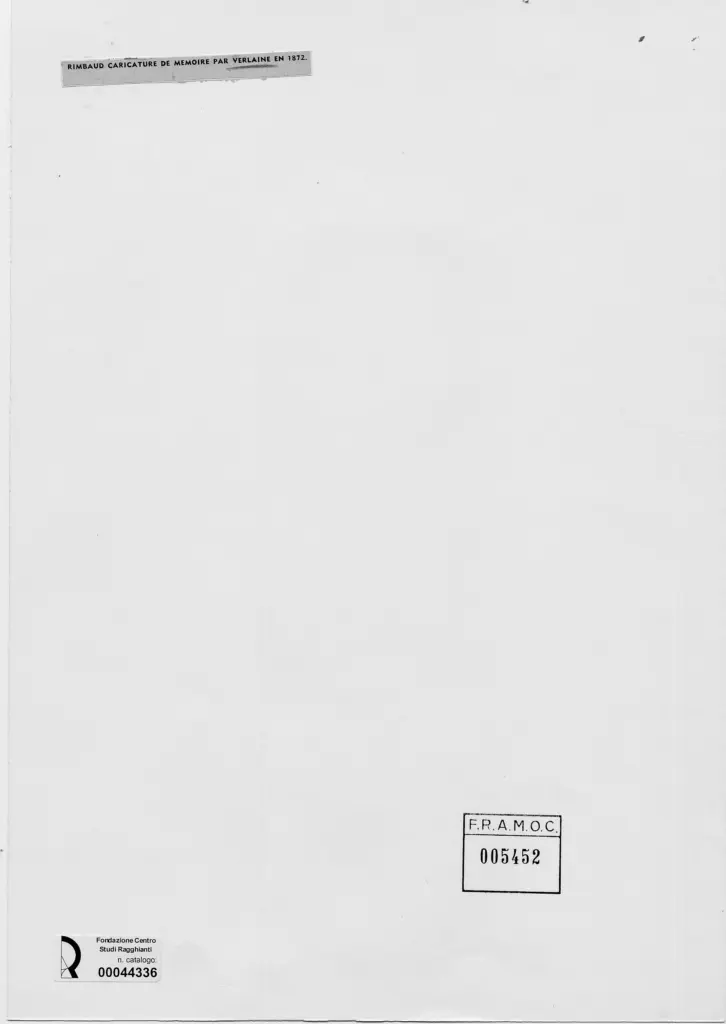 Anonimo , Verlaine, Paul - sec. XIX - Caricatura di Rimbaud , retro