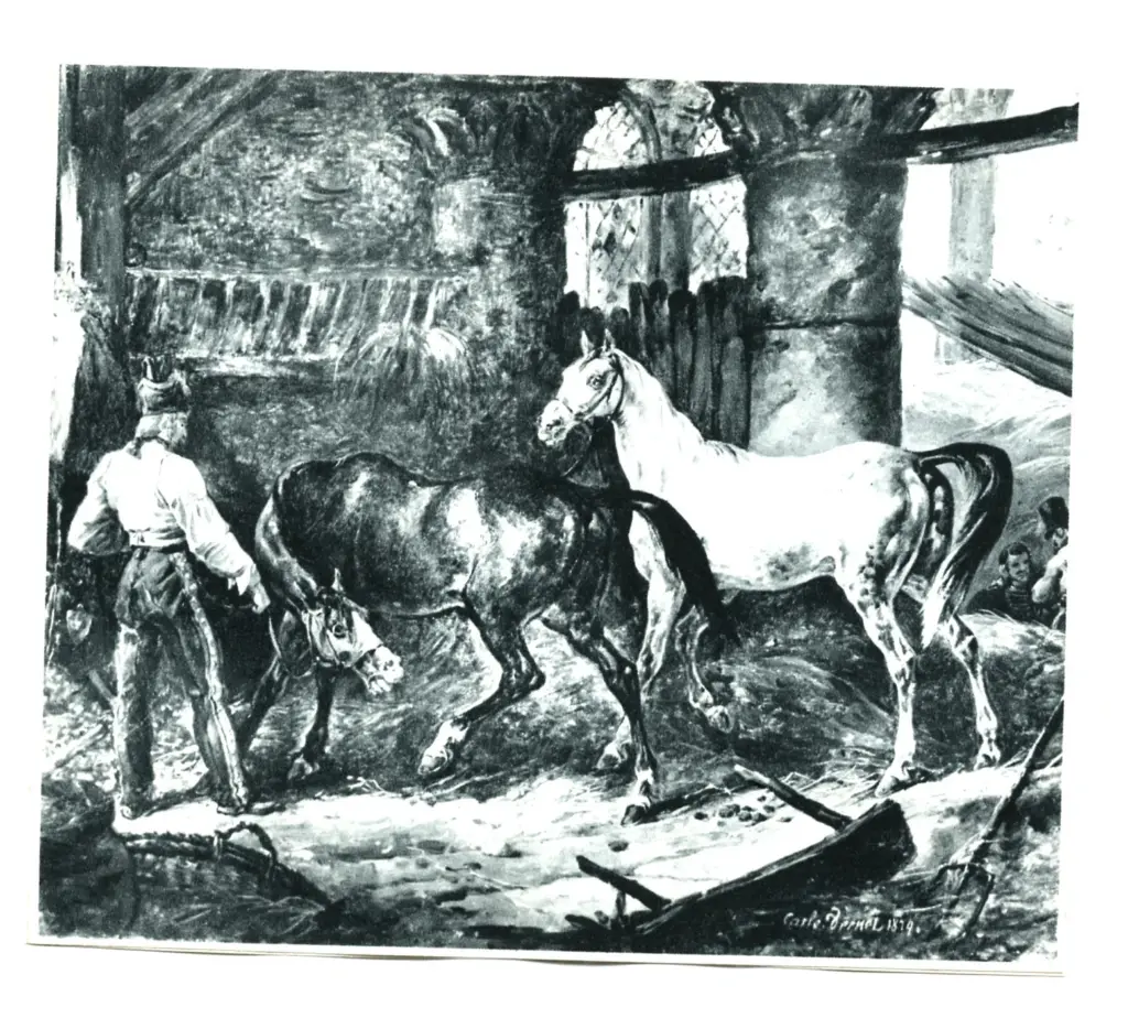 Anonimo , Vernet, Carle - sec. XIX - La scuderia , fronte