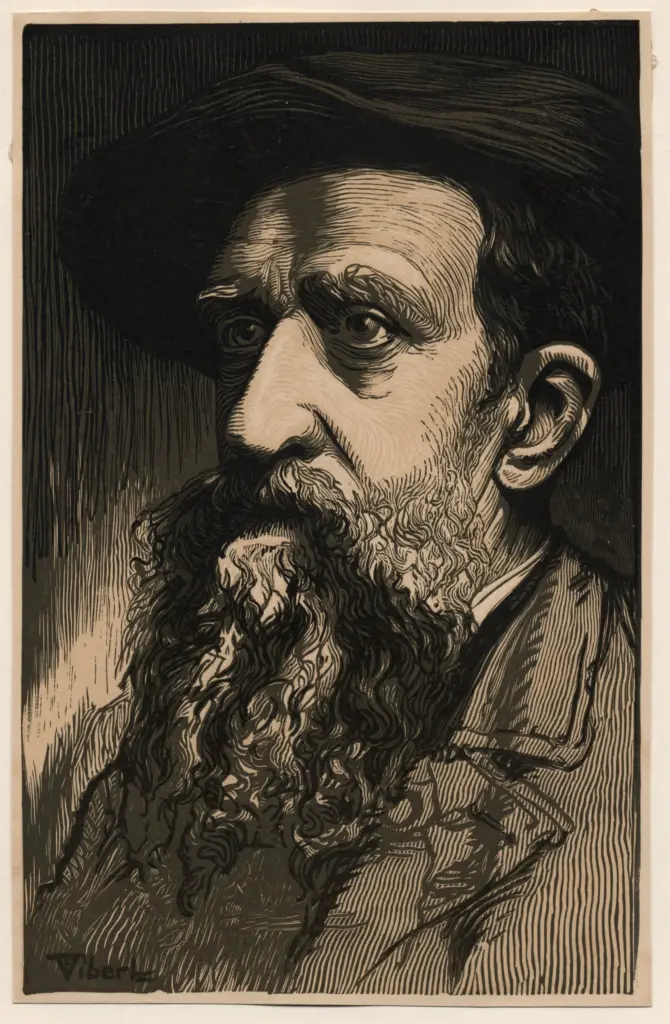 Anonimo , Vibert, Pierre Eug&egrave;ne - sec. XIX - Ritratto di Constantin Meunier , fronte