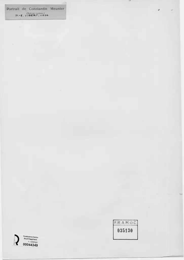 Anonimo , Vibert, Pierre Eug&egrave;ne - sec. XIX - Ritratto di Constantin Meunier , retro