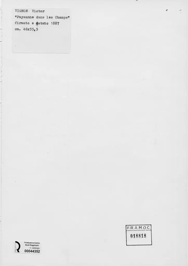 Anonimo , Vignon, Victor - sec. XIX - Paysanne dans les Champs , retro