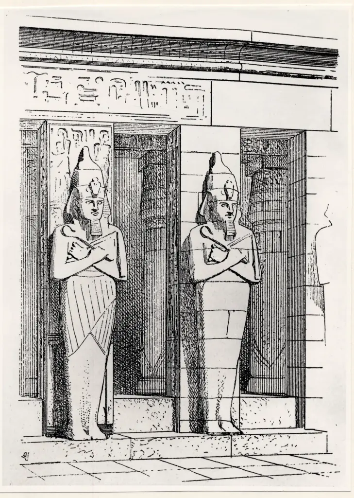 Anonimo , Viollet Le Duc, Victor - sec. XIX - Veduta del Memnonium a Tebe , fronte