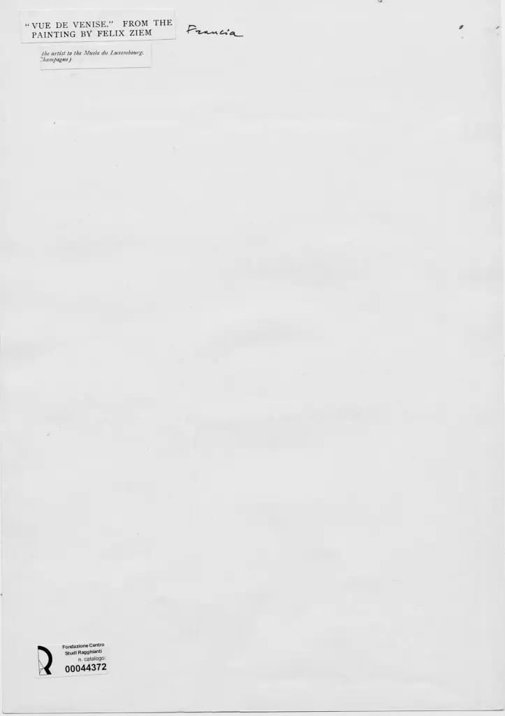 Anonimo , Ziem, Felix - sec. XIX/ XX - Veduta di Venezia , retro