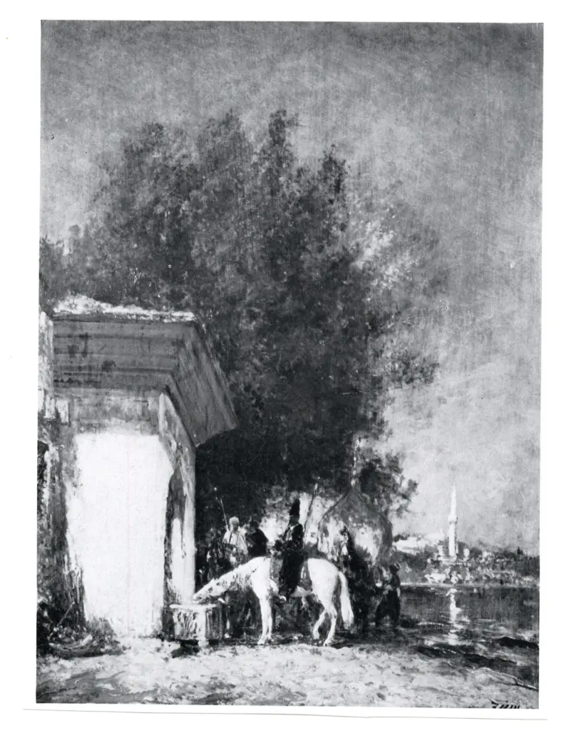 Ziem, Felix , La fermata della carovana sulla riva del Bosforo