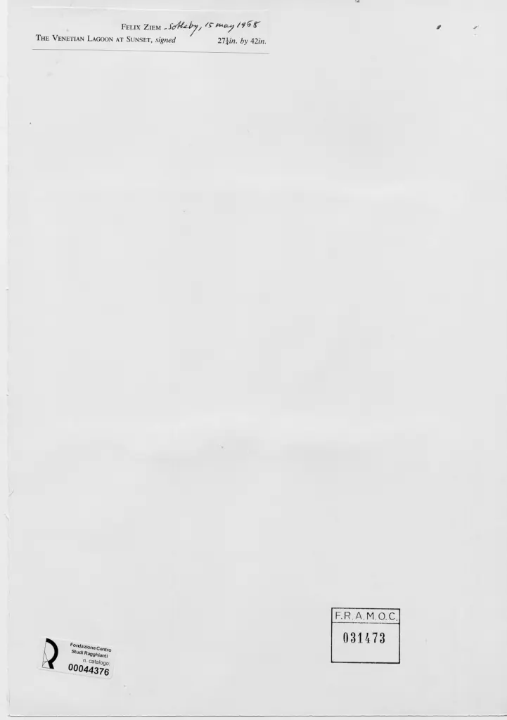 Anonimo , Ziem, Felix - sec. XIX/ XX - La laguna di Venezia al tramonto , retro