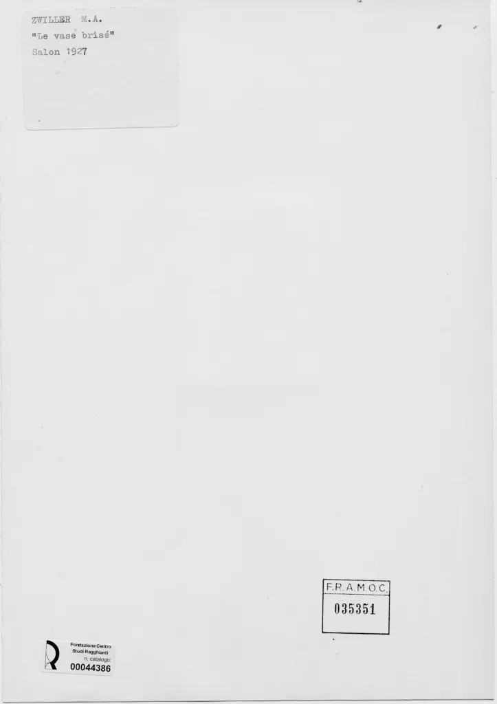 Anonimo , Zwiller, Marie Augustin - sec. XIX/ XX - Il vaso rotto , retro