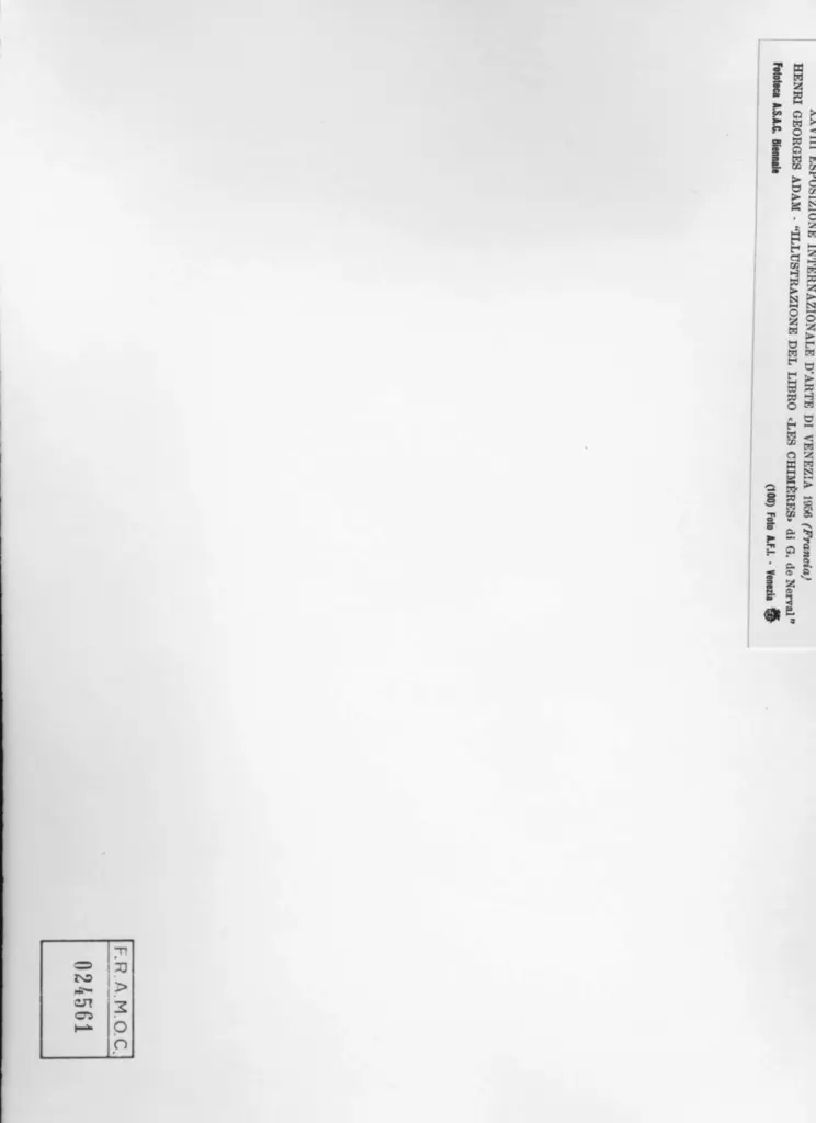 A.F.I. Agenzia Fotografica Industriale , Adam, Henri Georges - sec. XX - Illustrazione del libro "Les Chim&egrave;res" di G. de Nerval , retro