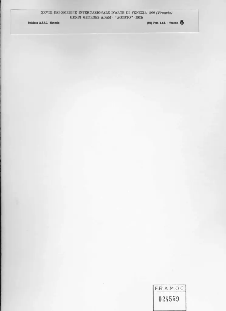 A.F.I. Agenzia Fotografica Industriale , Adam, Henri Georges - sec. XX - Agosto , retro