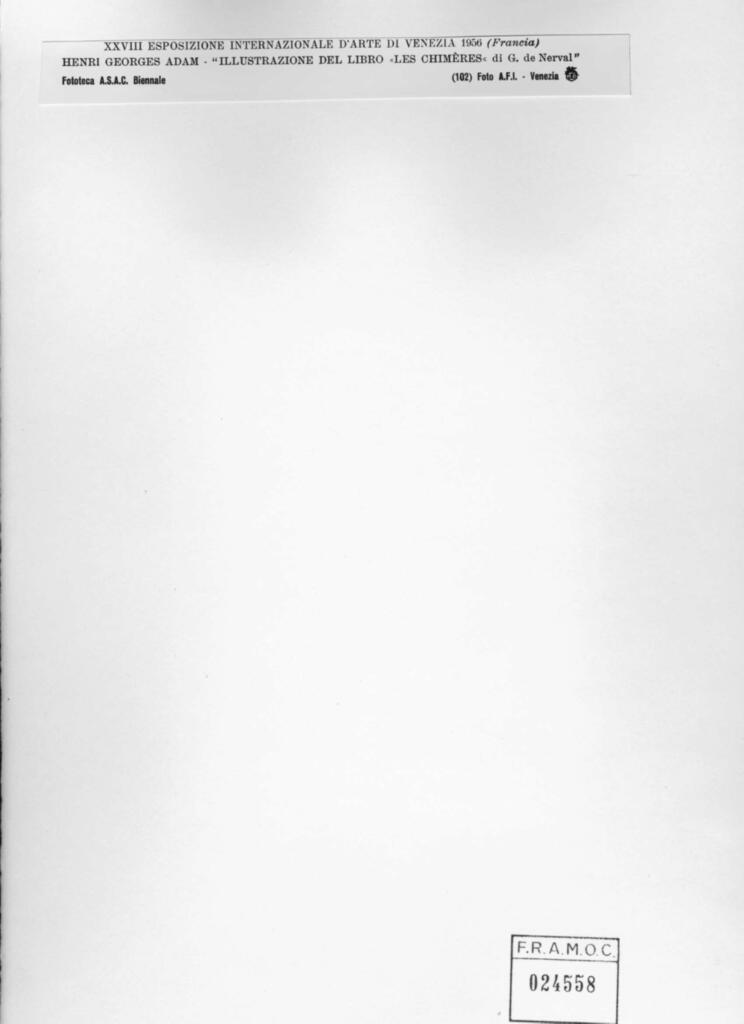 A.F.I. Agenzia Fotografica Industriale , Adam, Henri Georges - sec. XX - Illustrazione del libro "Les Chimères" di G. de Nerval , retro