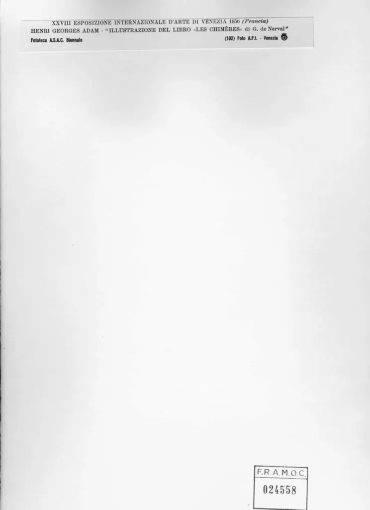 A.F.I. Agenzia Fotografica Industriale , Adam, Henri Georges - sec. XX - Illustrazione del libro "Les Chim&egrave;res" di G. de Nerval , retro
