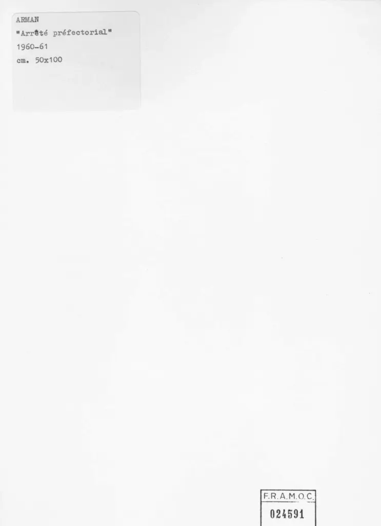 Anonimo , Fernandez, Armand - sec. XX - Arret&eacute; pr&eacute;fectorial , retro