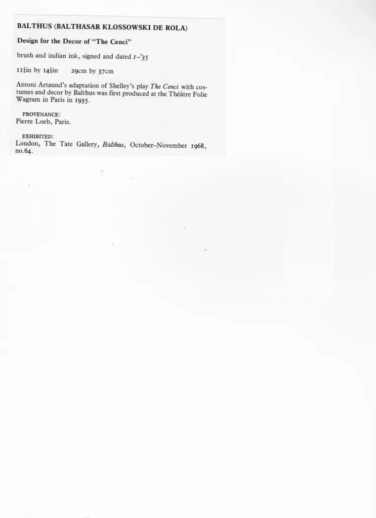 Anonimo , Klossowski de Rola, Balthasar - sec. XX - Design for the Decor of "The Cencil" , retro