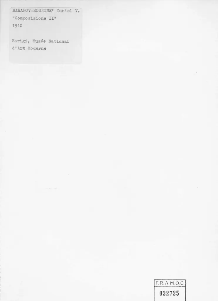 Anonimo , Baranov - Rossin&eacute;, Daniel Vladimir - sec. XX - Composizione II , retro