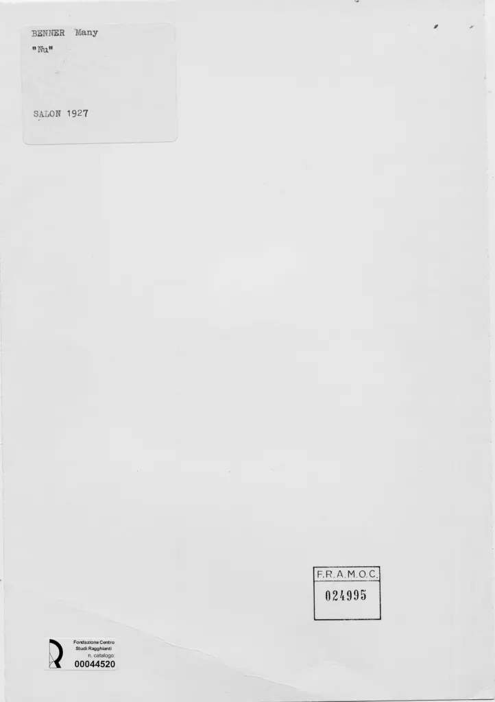 Anonimo , Benner, Emmanuel Michel - sec. XX - Nudo di donna , retro