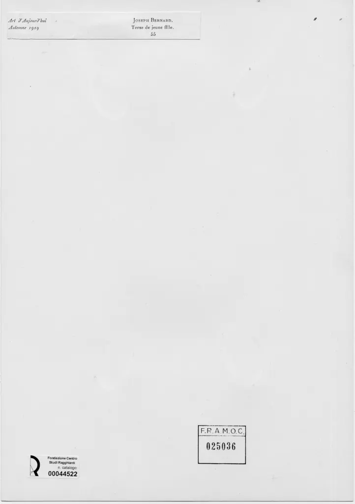 Anonimo , Bernard, Joseph - sec. XIX/ XX - Torso di giovane ragazza , retro