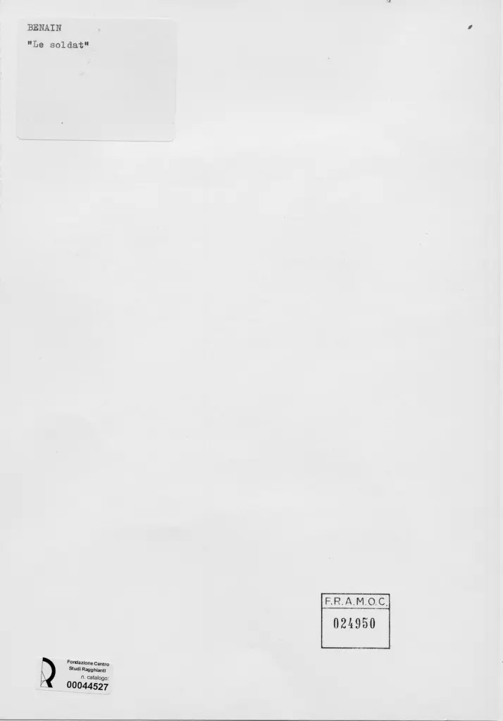 Anonimo , Benain - sec. XX - Il soldato , retro