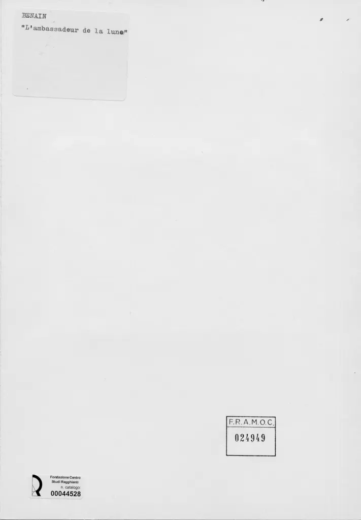 Anonimo , Benain - sec. XX - L'ambasciatore della luna , retro