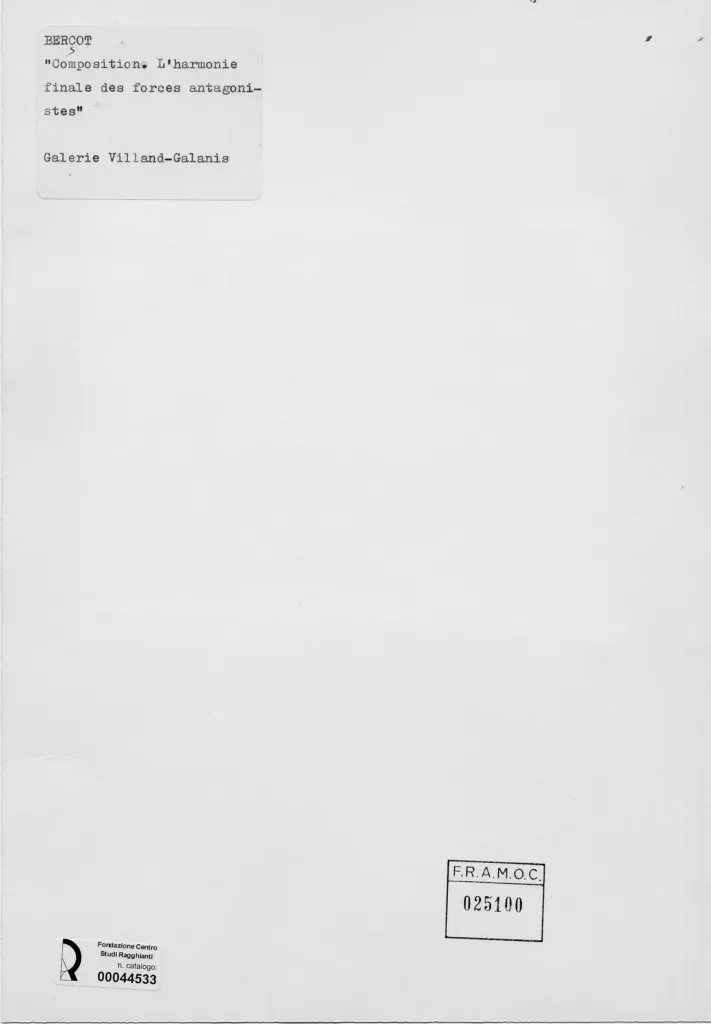 Anonimo , Ber&ccedil;ot, Paul - sec. XX - Composizione. L'armonia finale delle forze antagoniste , retro