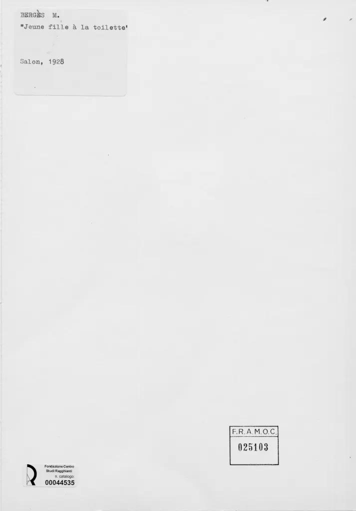 Anonimo , Berg&egrave;s, Marcel - sec. XX - Giovane donna alla toilette , retro