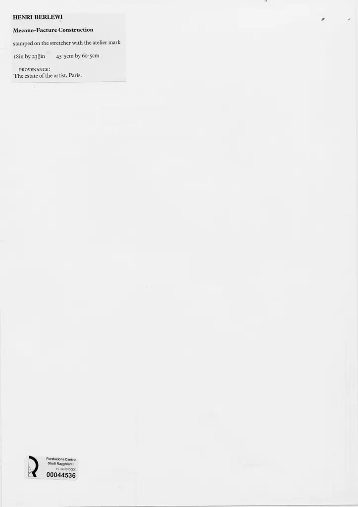Anonimo , Berlewi, Henryk - sec. XX - Mecano - Facture Construction , retro