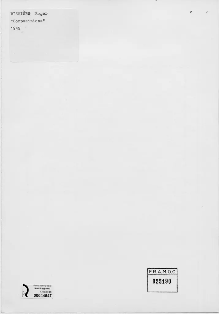 Anonimo , Bissi&egrave;re, Roger - sec. XX - Composizione , retro