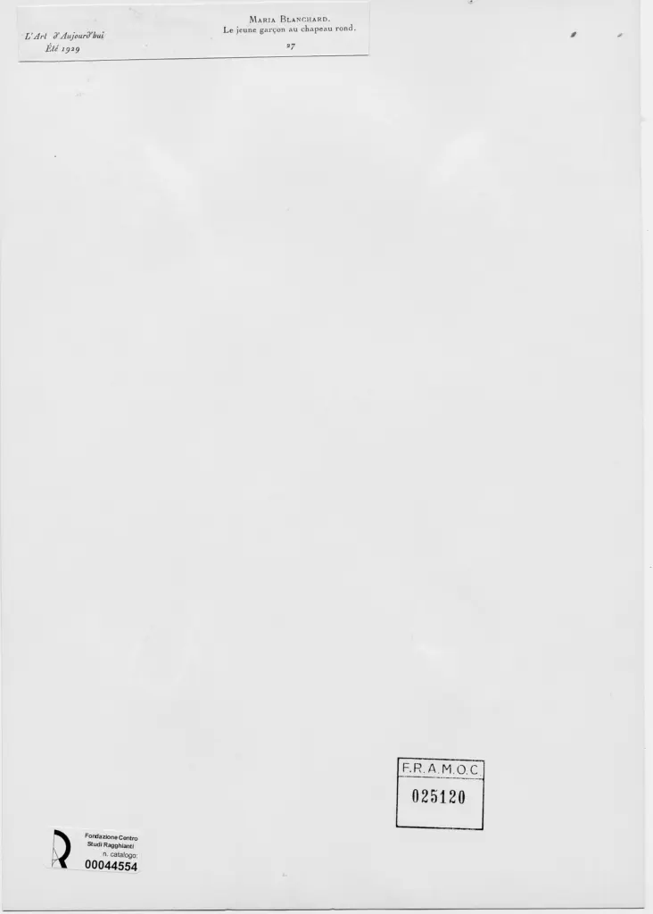 Anonimo , Blanchard, Marie - sec. XIX/ XX - Il ragazzo col cappello tondo , retro