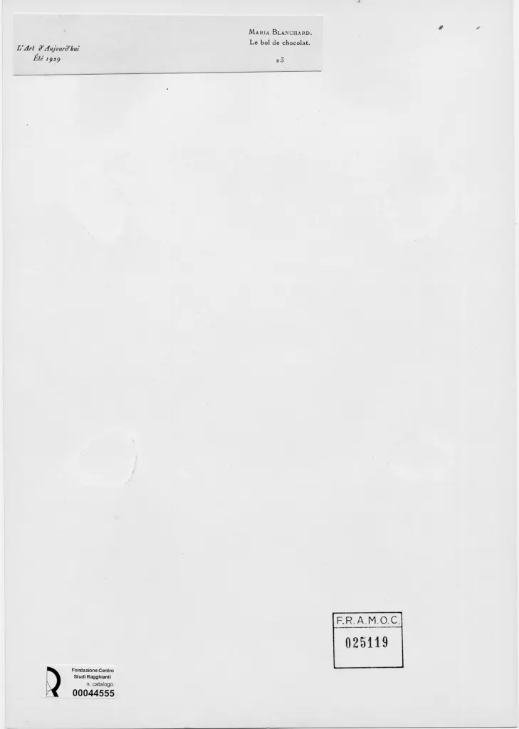 Anonimo , Blanchard, Marie - sec. XIX/ XX - La tazza di cioccolata , retro