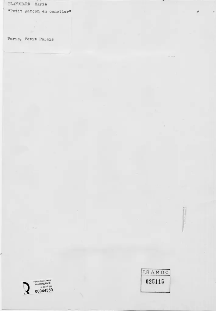 Anonimo , Blanchard, Marie - sec. XIX/ XX - Giovane ragazzo con cappello , retro