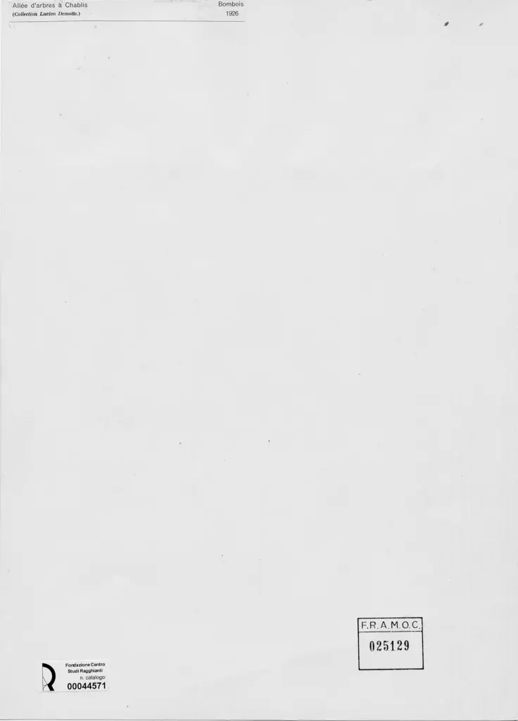 Anonimo , Bombois, Camille - sec. XX - Viale alberato a Chablis , retro