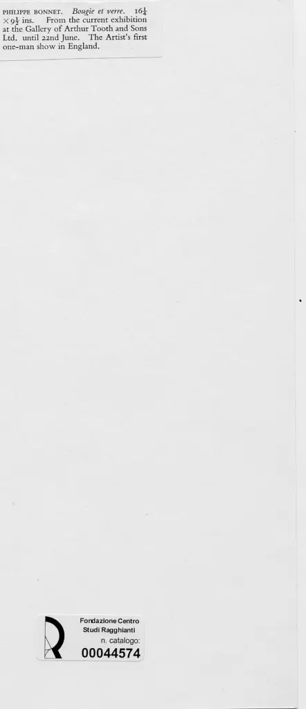 Anonimo , Bonnet, Philippe - sec. XX - Natura morta con candela e vetro , retro