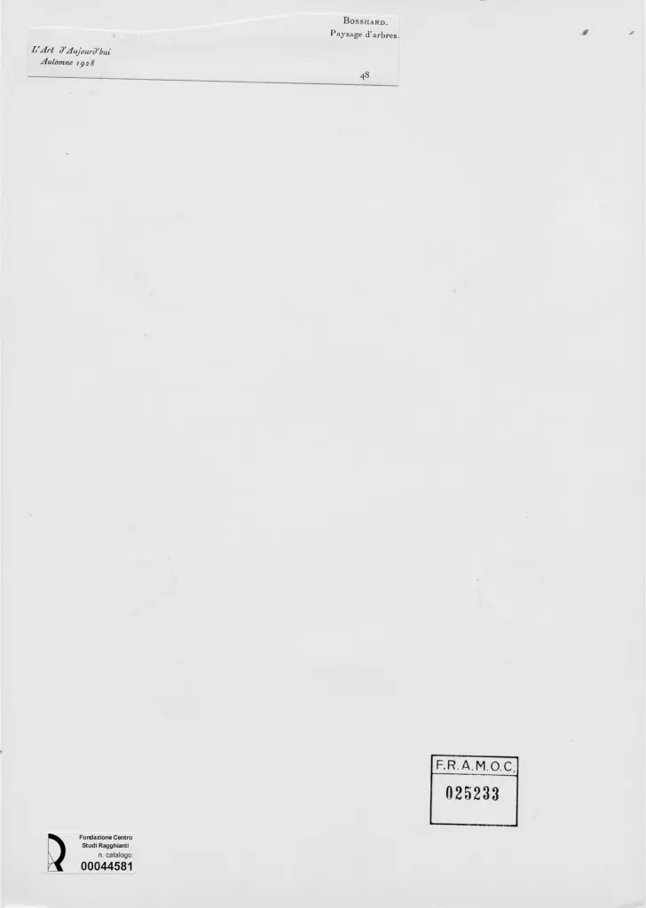 Anonimo , Bosshard, Rodolphe Th&eacute;ophile - sec. XIX/ XX - Paesaggio con alberi , retro