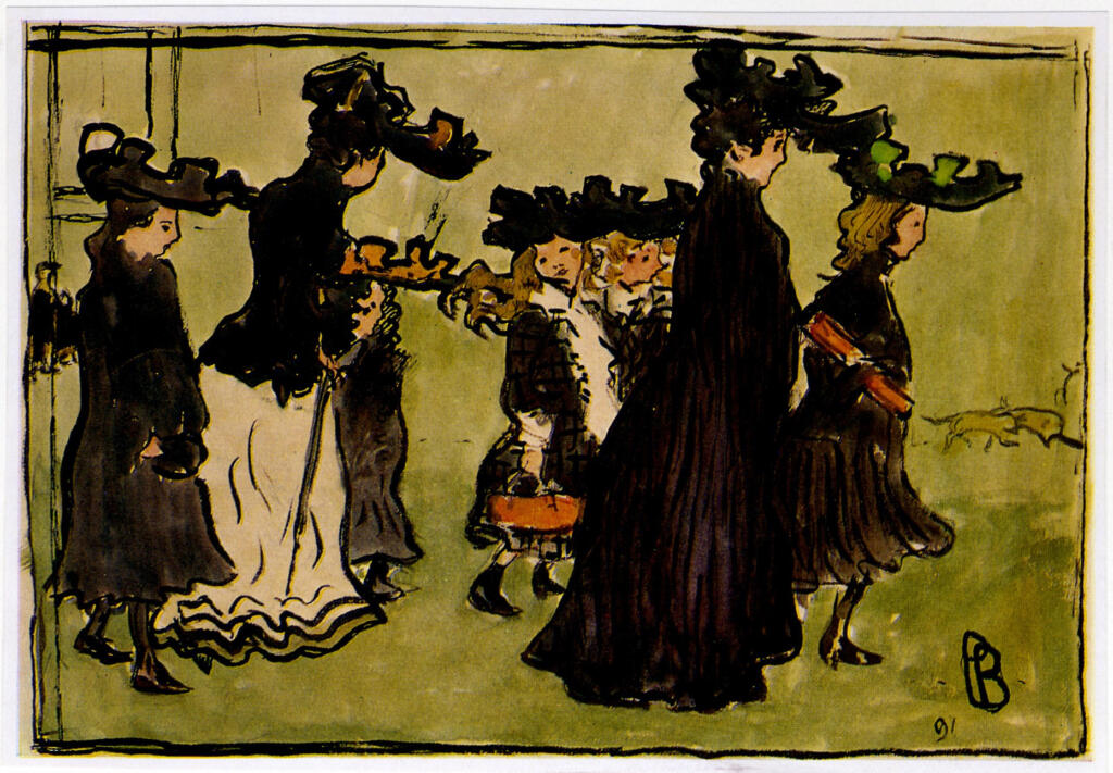 Anonimo , Bonnard, Pierre - sec. XIX - La passeggiata delle giovani scolare , fronte