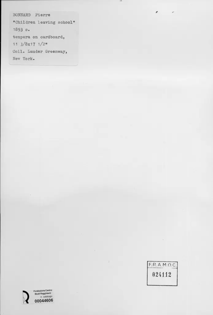 Anonimo , Bonnard, Pierre - sec. XIX - Bambini che escono da scuola , retro