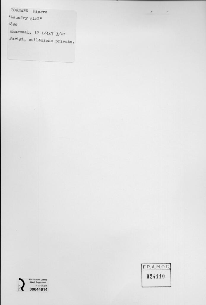 Anonimo , Bonnard, Pierre - sec. XIX - Ragazza della lavanderia , retro