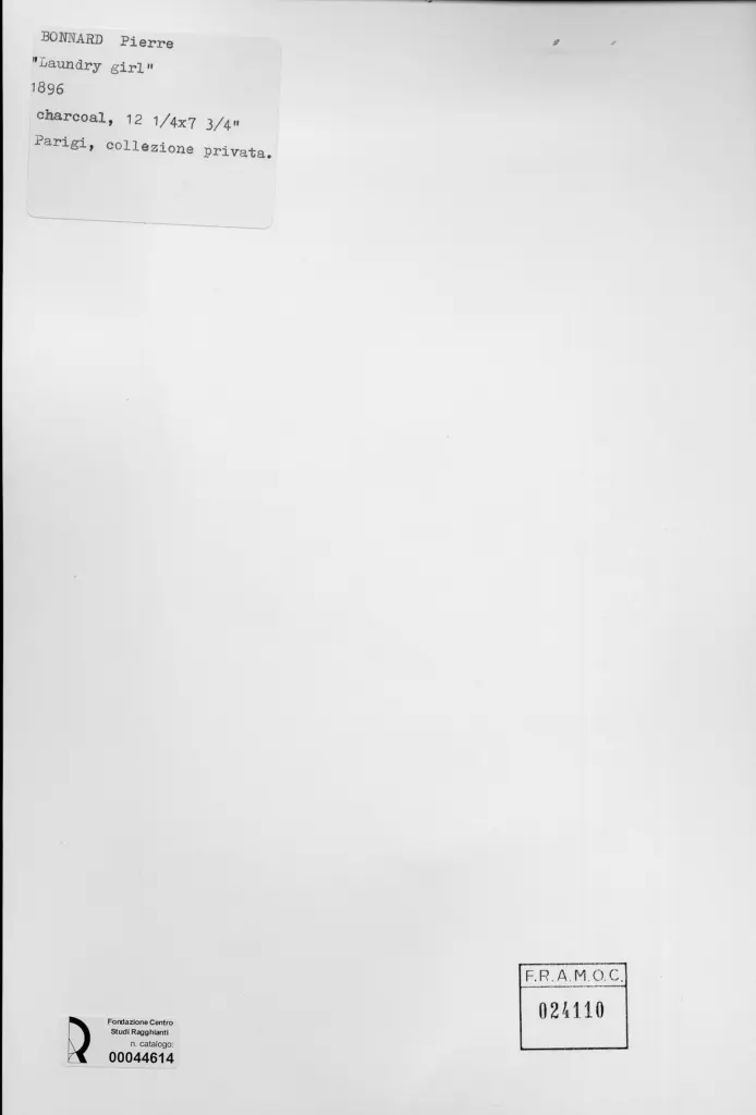 Anonimo , Bonnard, Pierre - sec. XIX - Ragazza della lavanderia , retro
