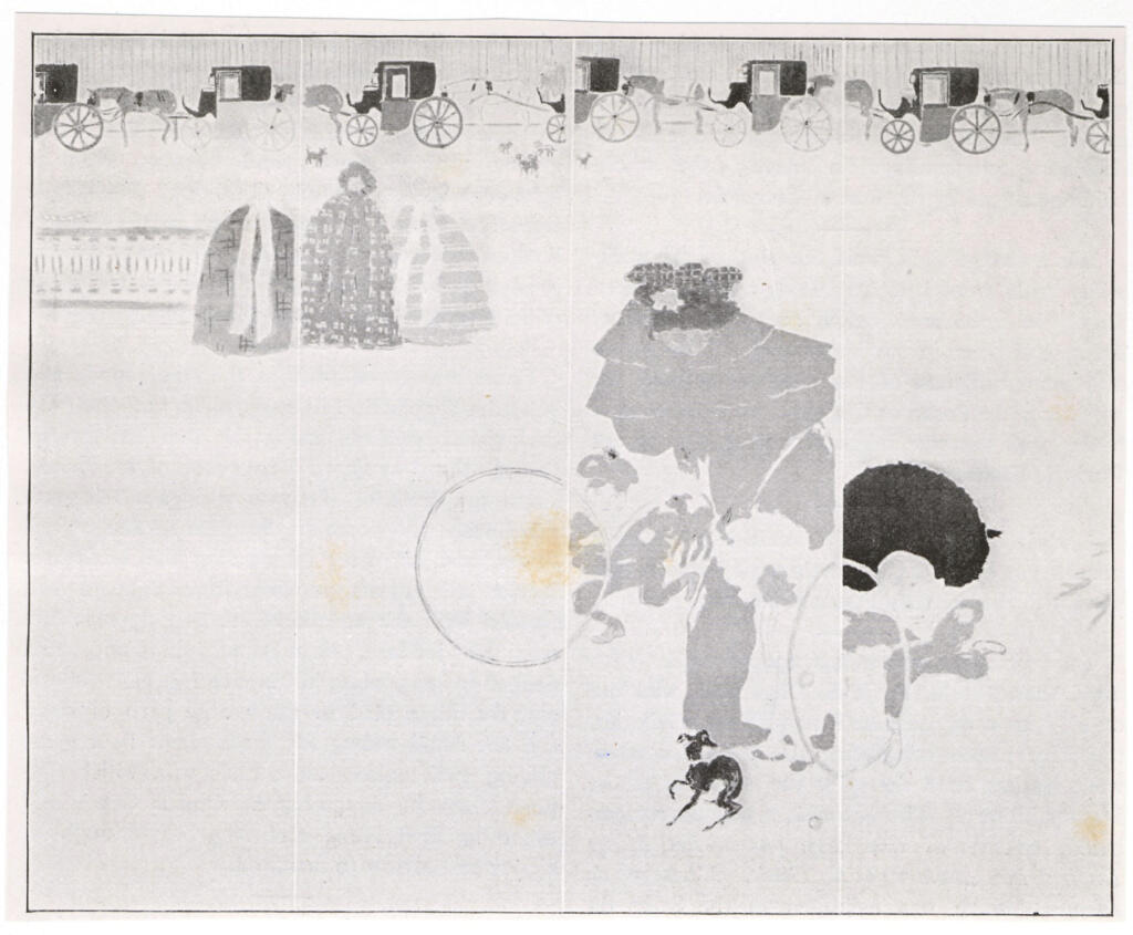 Anonimo , Bonnard, Pierre - sec. XX - Signora in bicicletta con cane , fronte